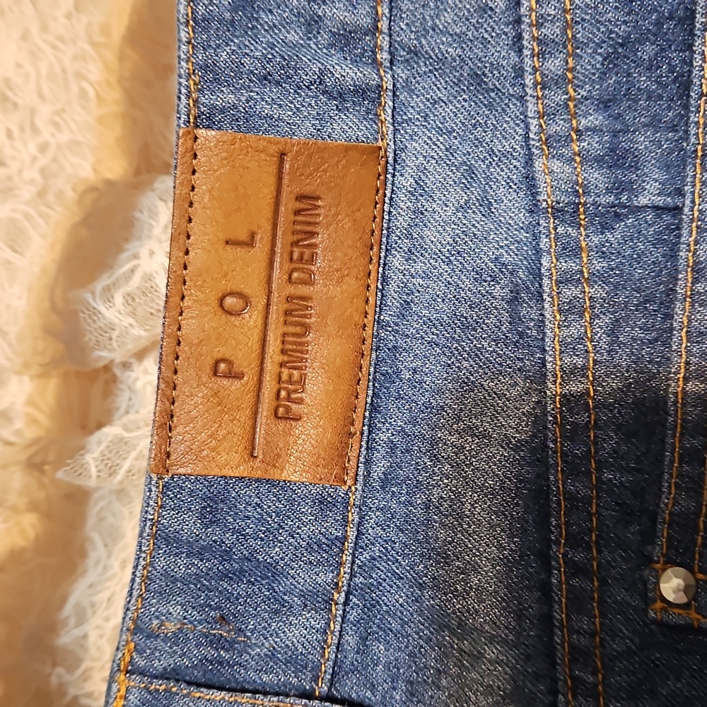 NWT POL Denim and Lace Asymmetrical Layered Boho Distressed Skirt - Picture 4 of 9